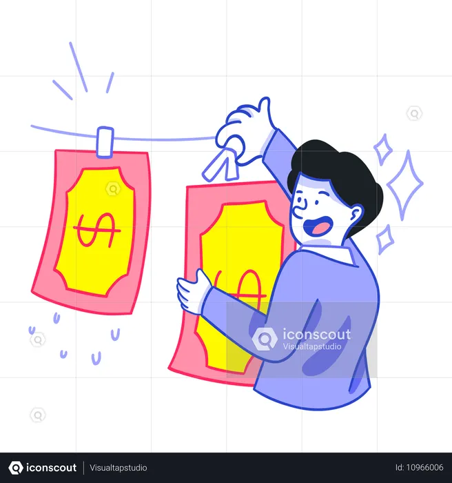 Businessman doing Money Laundering  Illustration