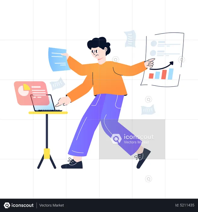 Businessman doing Multitasking  Illustration