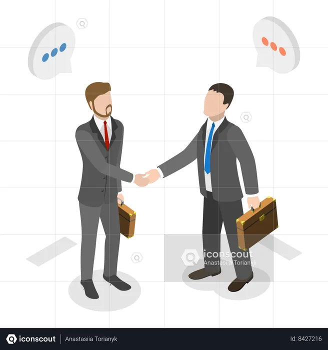 Businessman doing negotiation and shaking hand  Illustration