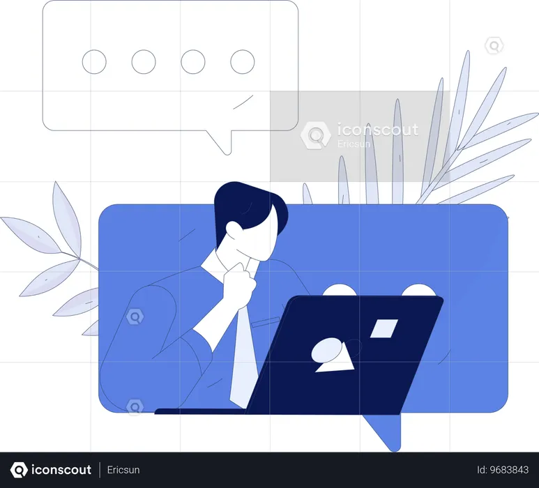 Businessman doing online conversation  Illustration