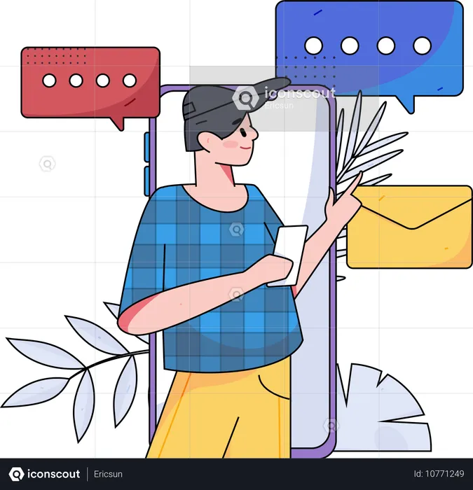 Businessman doing online interaction  Illustration