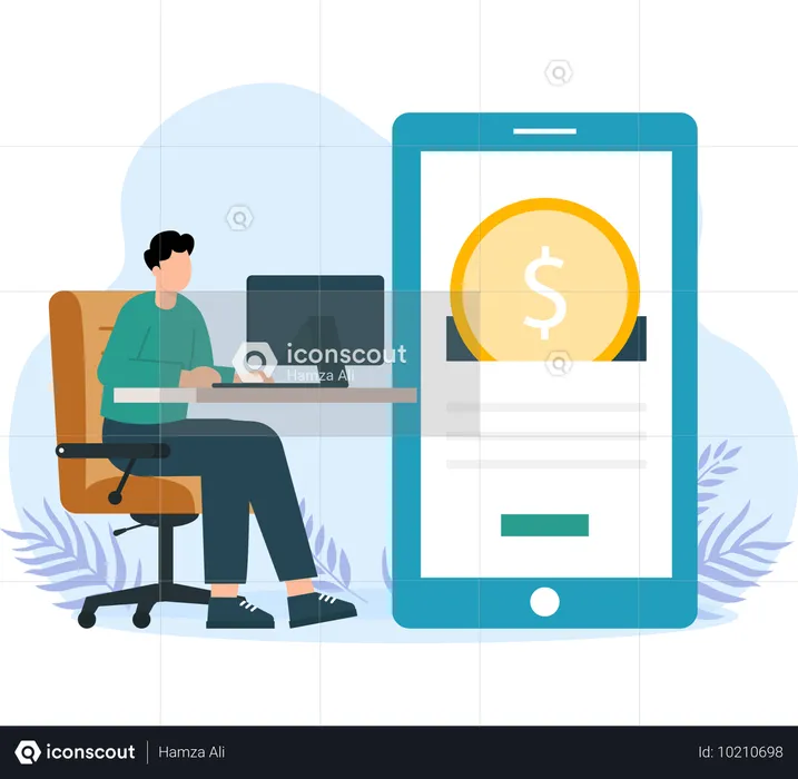 Businessman doing online investment  Illustration