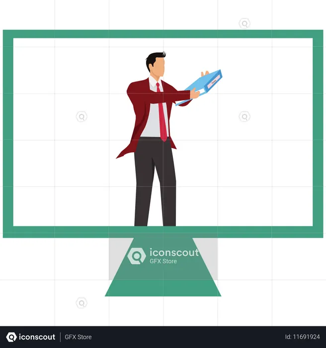 Businessman doing Online learning  Illustration