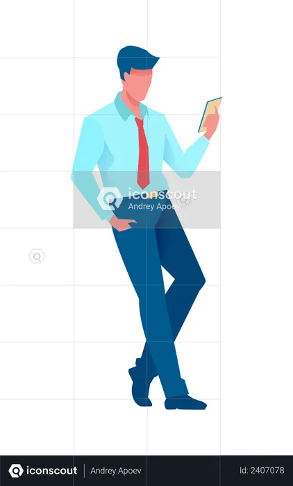 Businessman doing online meeting on mobile  Illustration