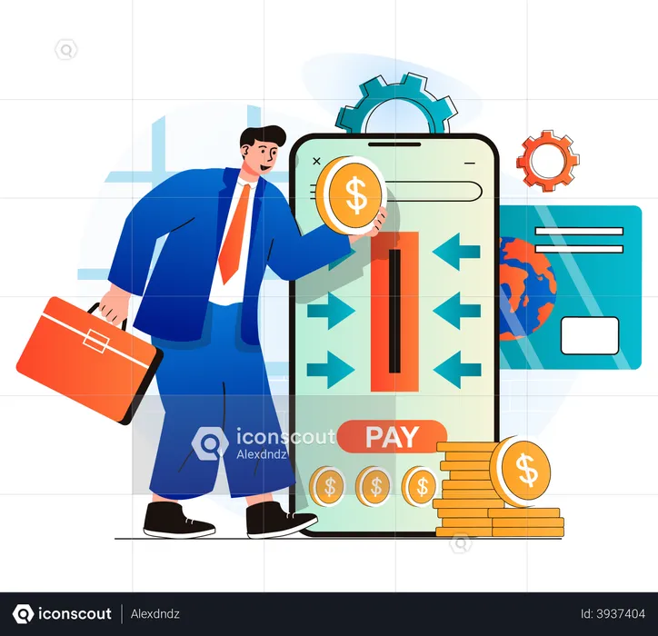 Businessman doing online payment  Illustration