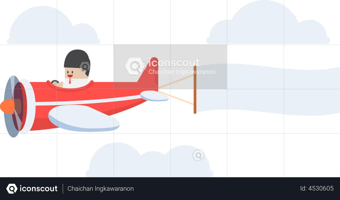 Businessman doing plane marketing  Illustration