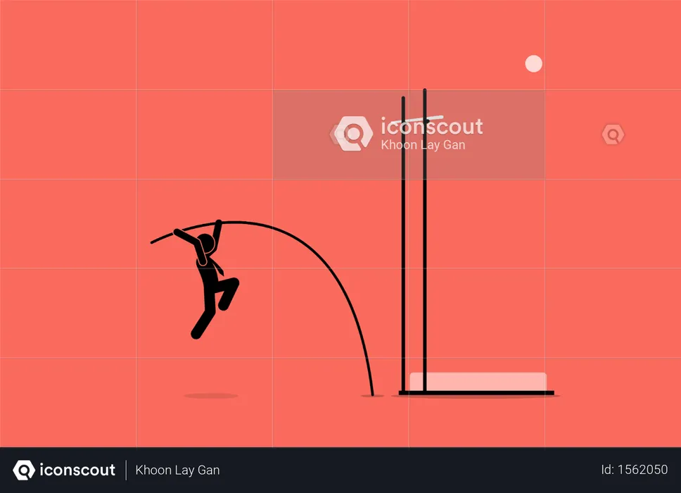 Businessman doing pole vault  Illustration