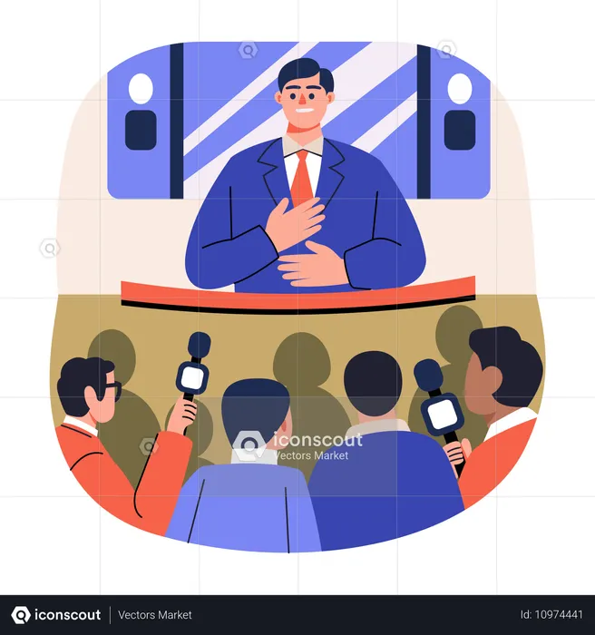 Businessman doing press conference  Illustration