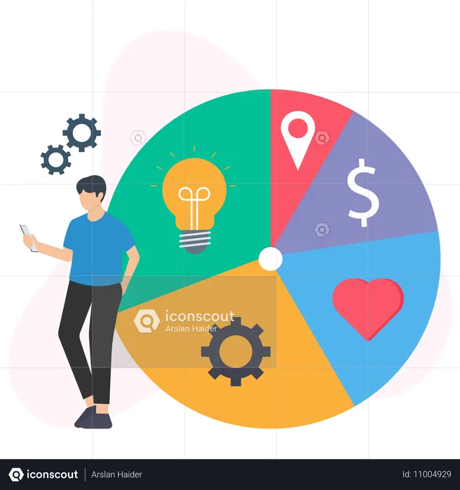 Businessman doing product management  Illustration