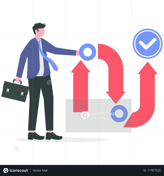 Businessman doing project management  Illustration