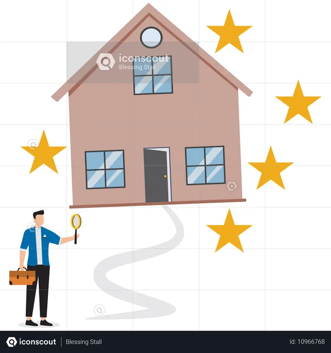 Businessman doing property analysis  Illustration