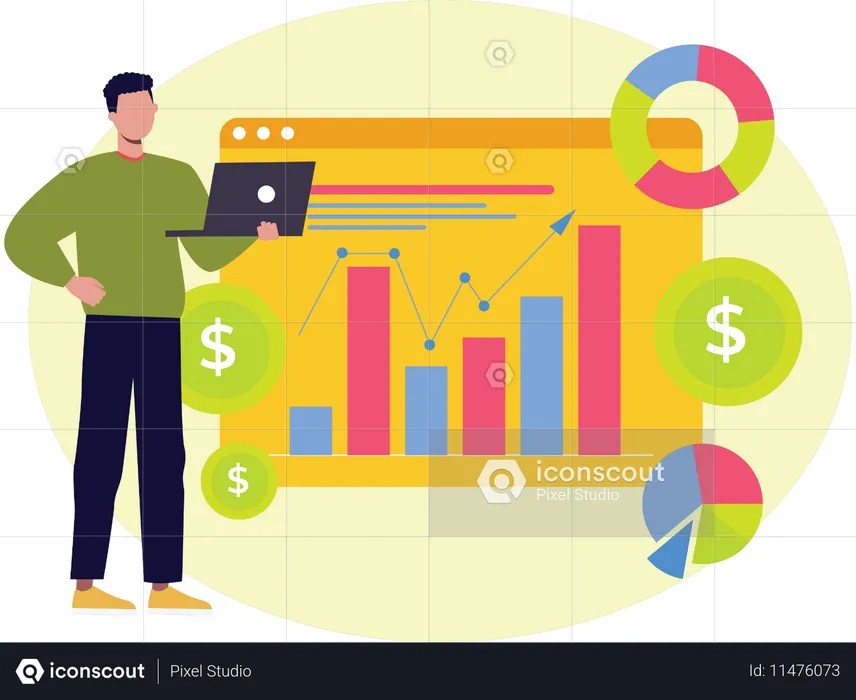 Businessman doing Sales Analysis  Illustration