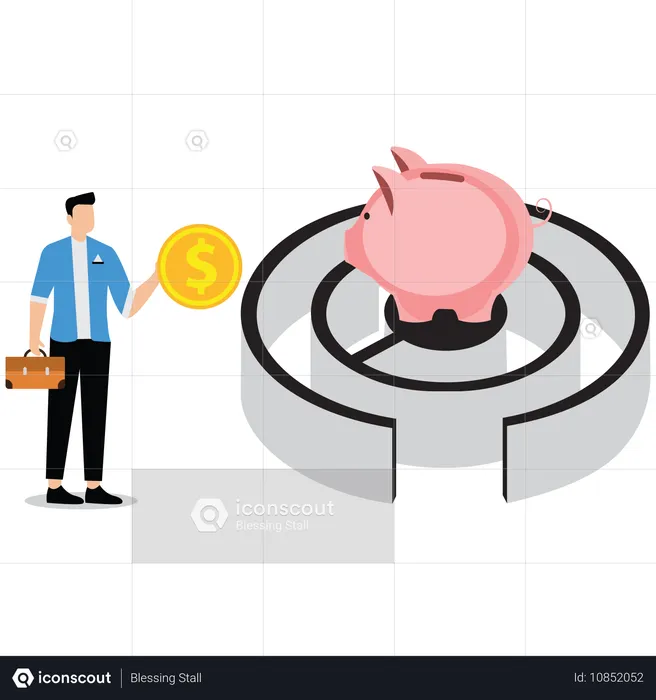 Businessman doing savings  Illustration