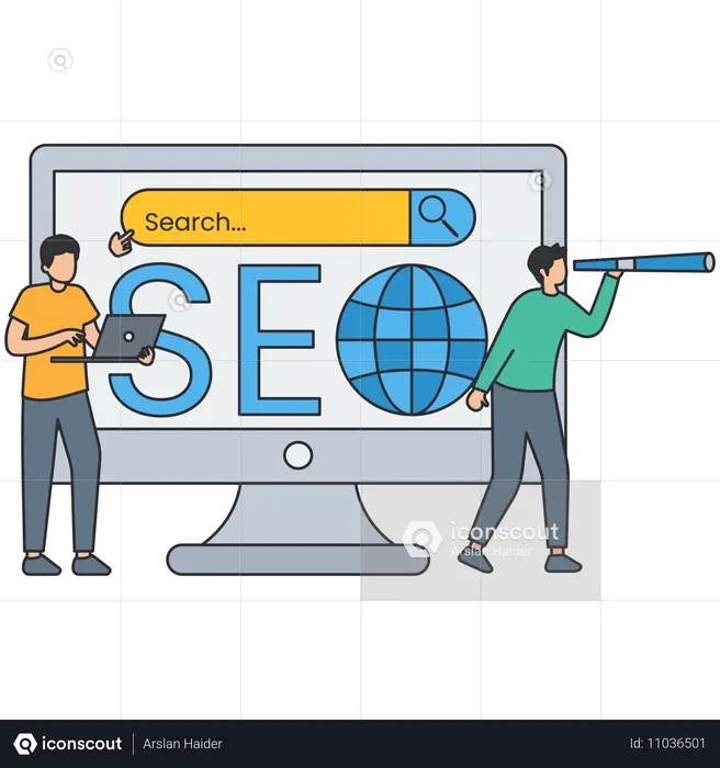 Businessman doing seo optimisation  Illustration