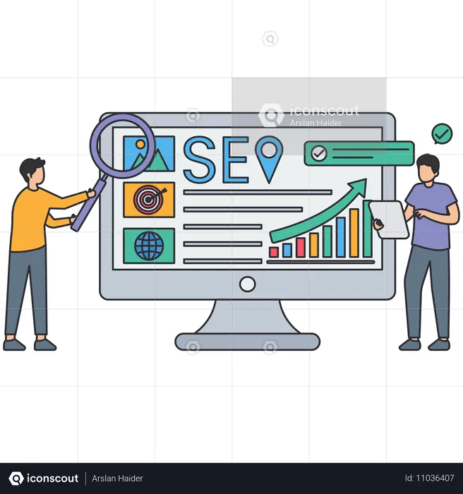 Businessman doing seo optimisation  Illustration