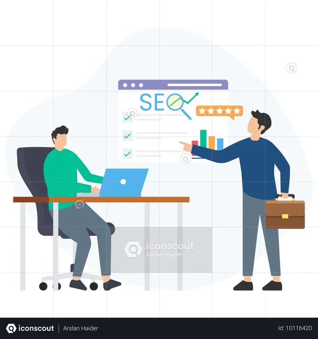 Businessman doing SEO research  Illustration