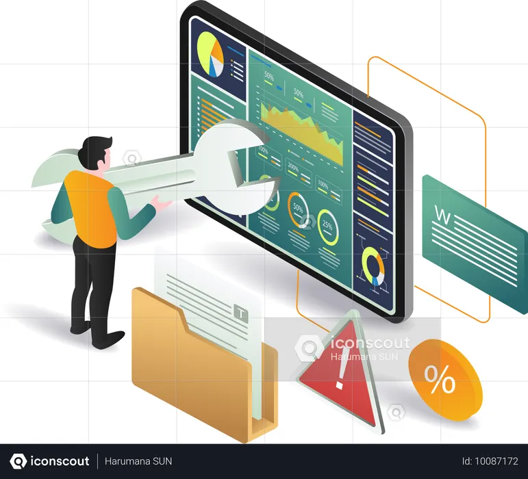 Businessman doing service data  Illustration