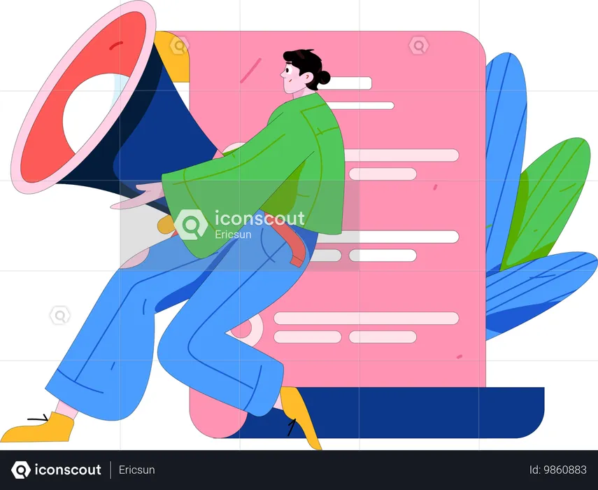 Businessman doing social media advertisement  Illustration