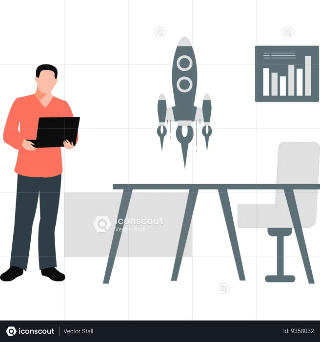Businessman doing startup analysis  Illustration
