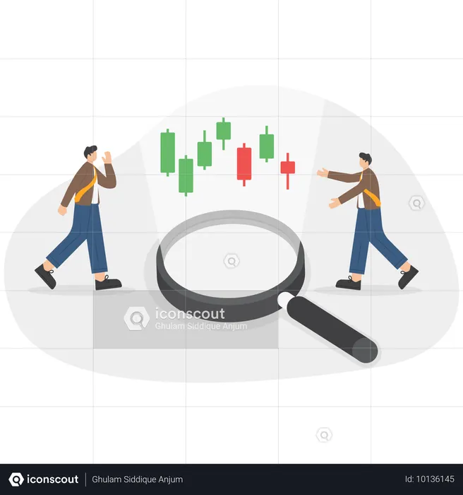 Businessman doing stock market research  Illustration