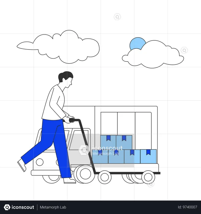 공급망 관리를 하는 사업가  일러스트레이션