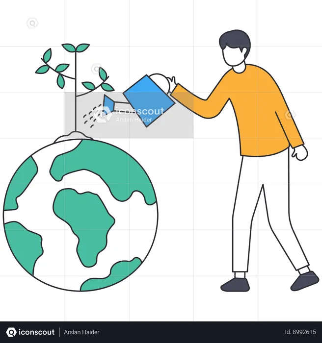 Businessman doing sustainable development  Illustration