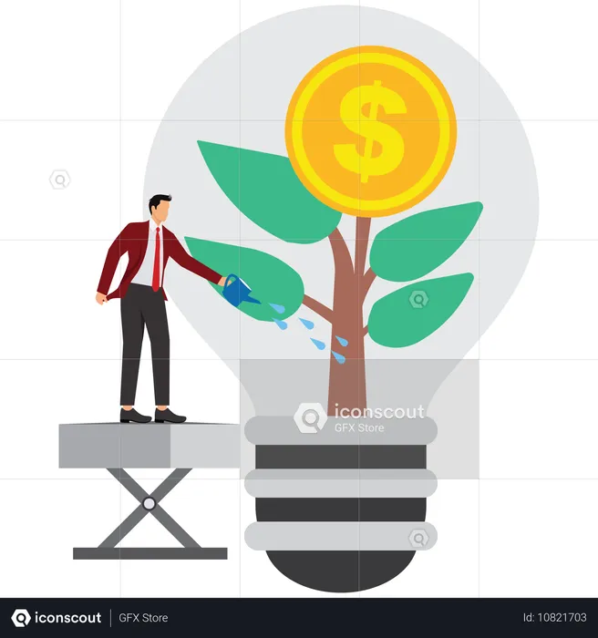 Businessman doing sustainable development  Illustration