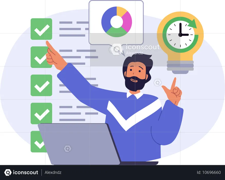 Businessman doing task management  Illustration