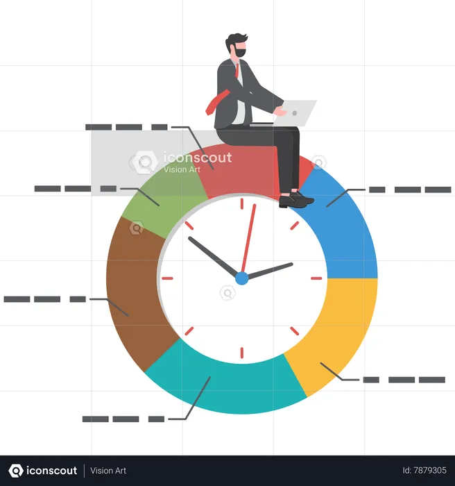 Businessman doing time management  Illustration