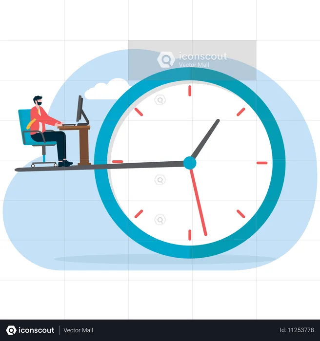 Businessman doing time management  Illustration