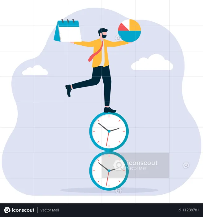 Businessman doing time management  Illustration