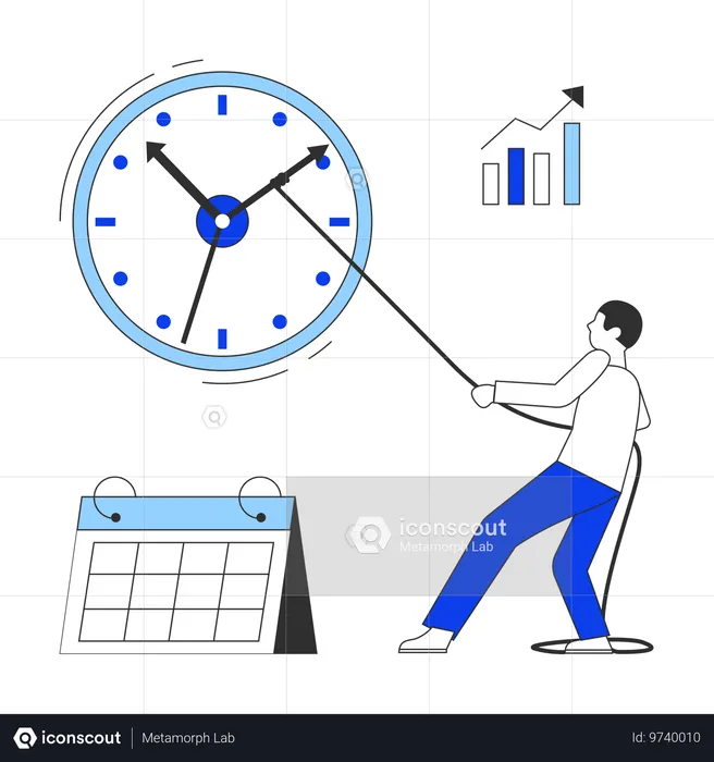 Businessman doing time management  Illustration