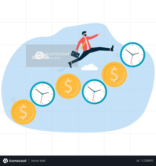 Businessman doing time management  Illustration