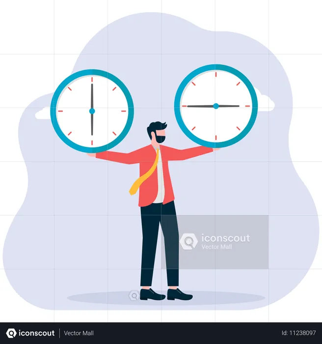 Businessman doing time management  Illustration