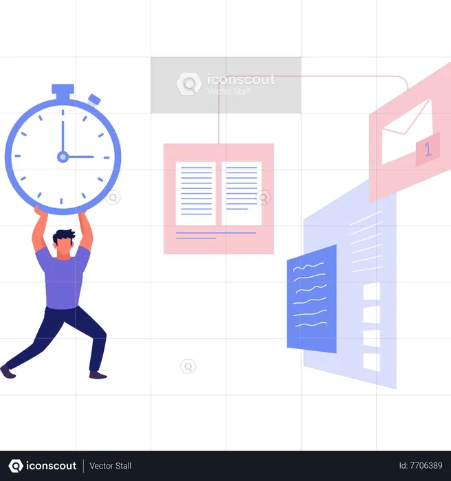 Businessman doing time management  Illustration