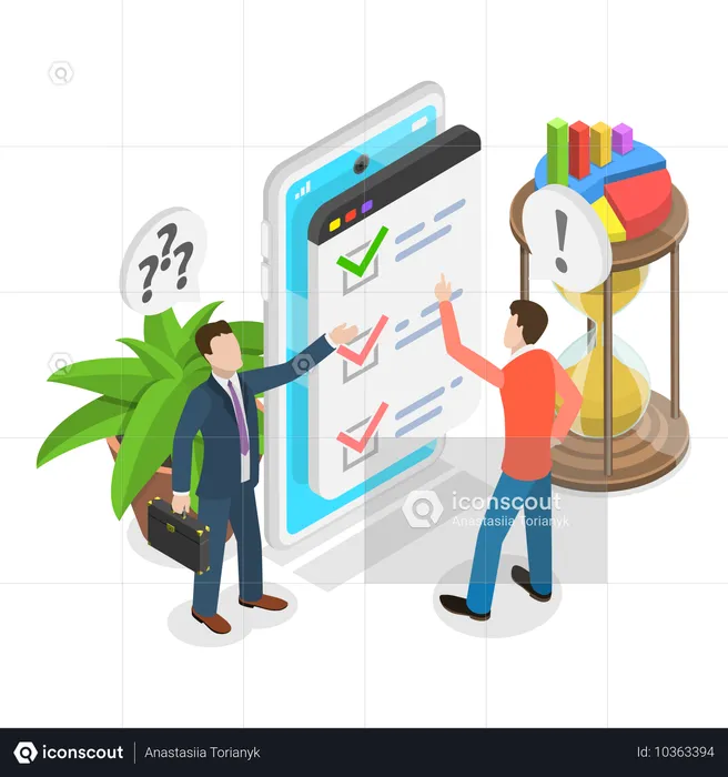 Businessman doing time management  Illustration