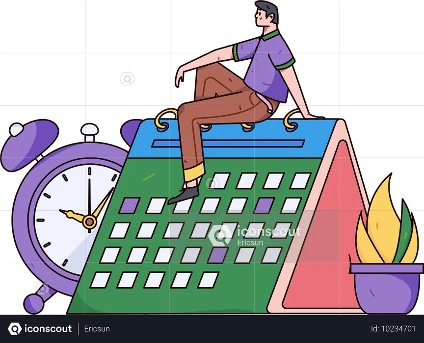 Businessman doing time management  Illustration