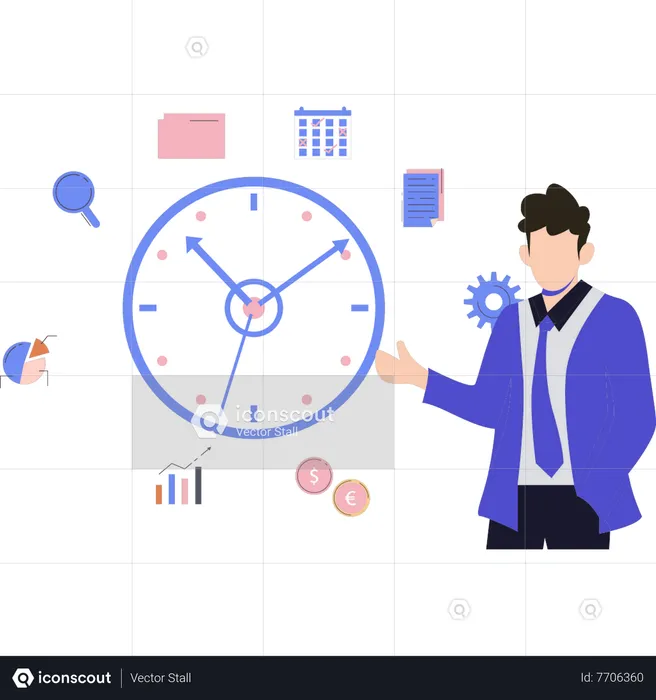 Businessman doing time planning  Illustration
