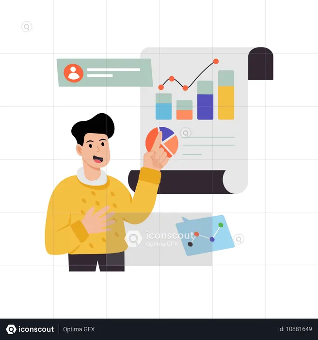 Businessman doing user data analysis  Illustration