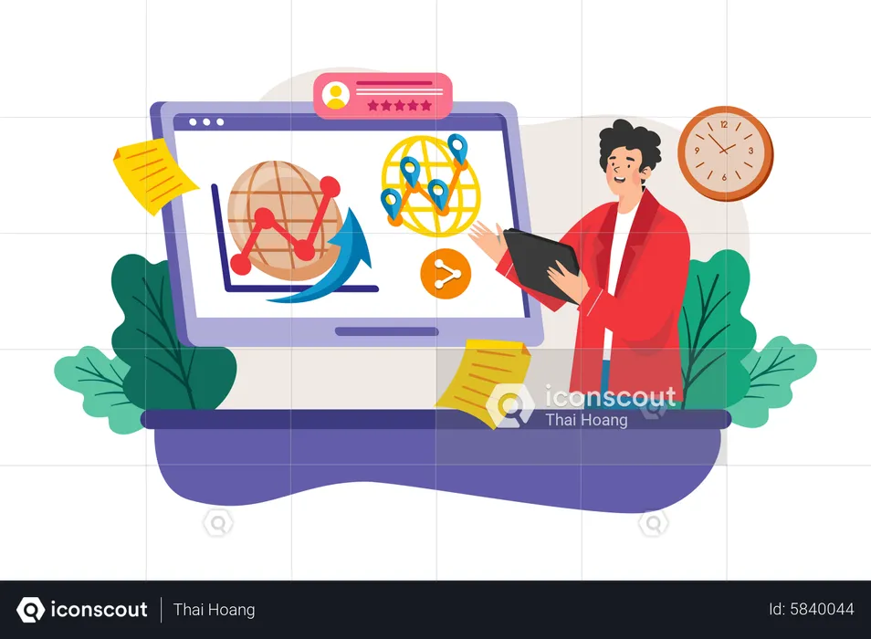 Businessman doing web analytic  Illustration