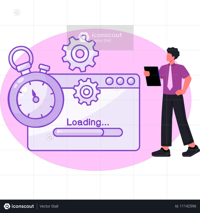 Businessman doing web loading  Illustration