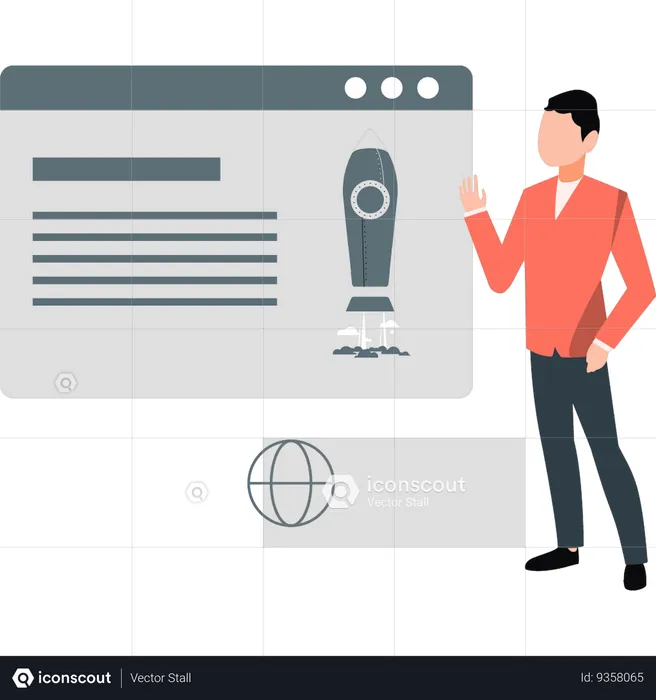 Businessman doing web startup  Illustration