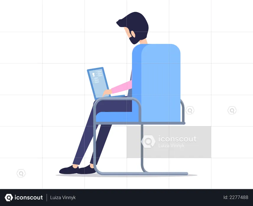 Businessman Doing work on Laptop  Illustration