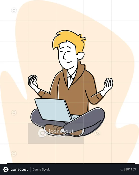 Businessman doing yoga meditation Illustration