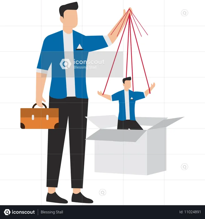 Businessman dominating business employee  Illustration