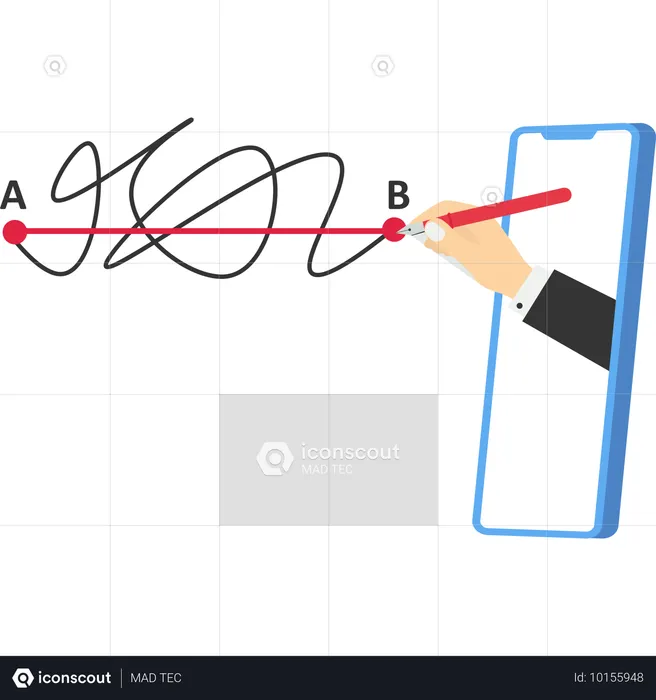 Businessman draw line from point A to point B  Illustration