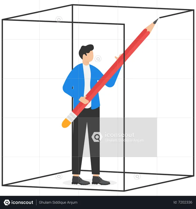 Businessman drawing box around himself creating limits and borders  Illustration