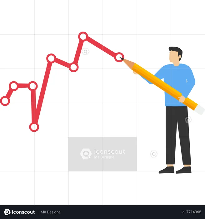 Businessman draws line of expectation on KPI chart  Illustration