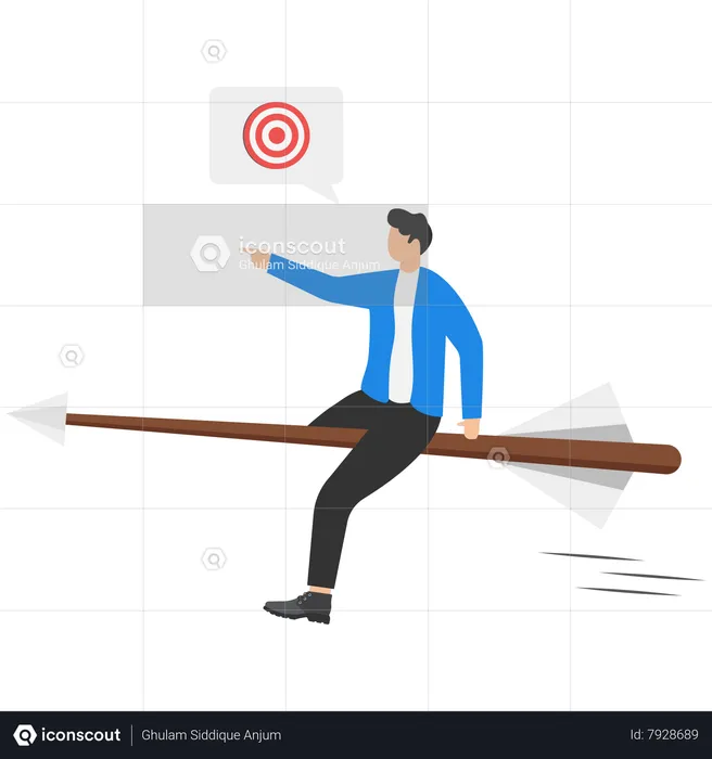 Businessman driving and directing arrow to hit target  Illustration