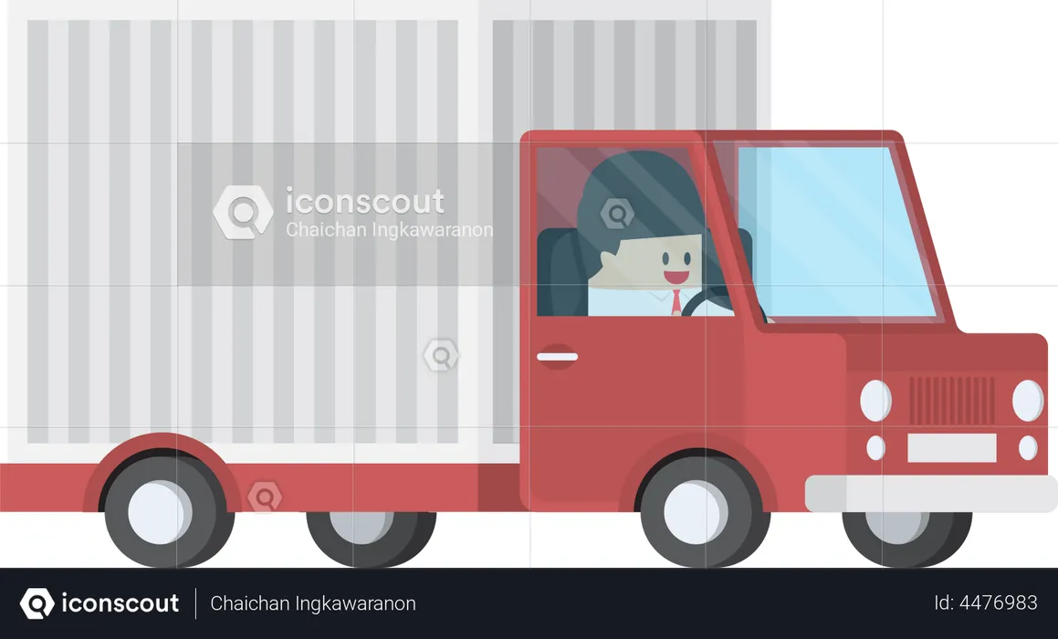 Businessman driving truck  Illustration